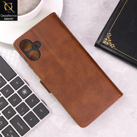 Tecno Camon 19 Cover - Dark Brown - Premium Leather Megantic Flip Book Covers With Card Holding Option