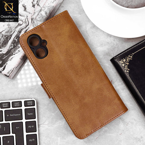 Tecno Camon 19 Neo Cover - Light Brown - Premium Leather Megantic Flip Book Covers With Card Holding Option