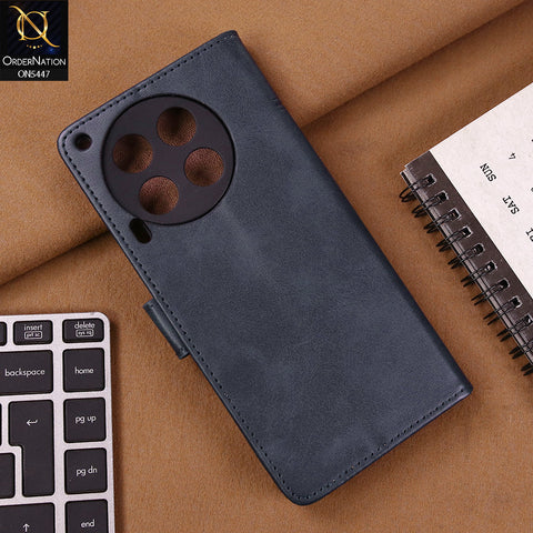 Tecno Camon 30 Cover - Blue - Premium Leather Megantic Flip Book Covers With Card Holding Option