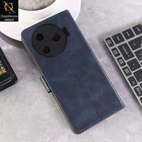 Tecno Camon 30 Pro 5G Cover - Blue -  Premium Leather Megantic Flip Book Covers With Card Holding Option