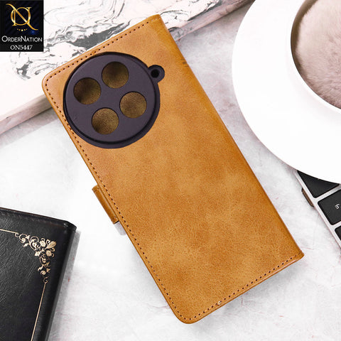 Tecno Camon 30S Cover - Light Brown -  Premium Leather Megantic Flip Book Covers With Card Holding Option