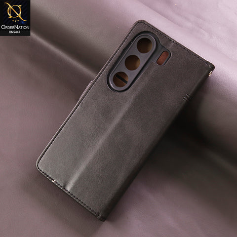 Tecno Camon 40 Cover - Black - Premium Leather Megantic Flip Book Covers With Card Holding Option