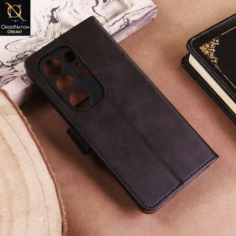 Tecno Camon 50 4G Cover  - Black - Premium Leather Megantic Flip Book Covers With Card Holding Option