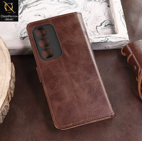 itel City 100 Cover - Dark Brown -  Premium Leather Megantic Flip Book Covers With Card Holding Option
