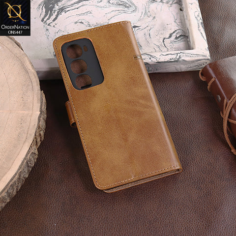 itel City 100 Cover - Light Brown -  Premium Leather Megantic Flip Book Covers With Card Holding Option