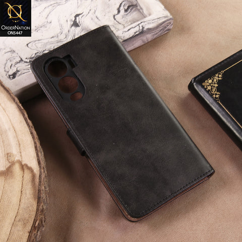 itel City 200 Cover - Black - Premium Leather Megantic Flip Book Covers With Card Holding Option