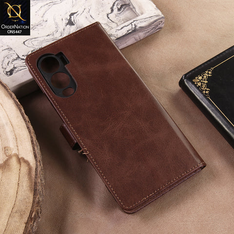 itel City 200 Cover - Dark Brown - Premium Leather Megantic Flip Book Covers With Card Holding Option
