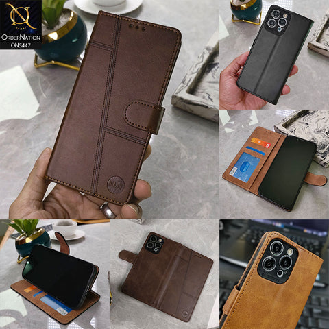Samsung Galaxy Note 8 Cover - Light Brown - Premium Leather Megantic Flip Book Covers With Card Holding Option