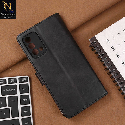 Oppo F19 Cover - Black - Premium Leather Megantic Flip Book Covers With Card Holding Option