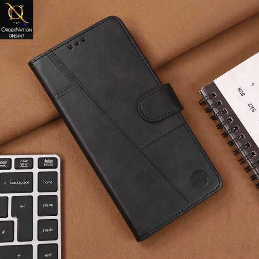 Oppo A3 5G Cover - Black - Premium Leather Megantic Flip Book Covers With Card Holding Option
