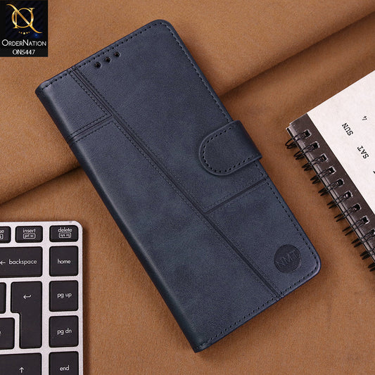 OnePlus 8 Cover - Blue - Premium Leather Megantic Flip Book Covers With Card Holding Option