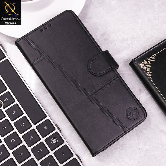 Samsung Galaxy M17  Cover - Black - Premium Leather Megantic Flip Book Covers With Card Holding Option