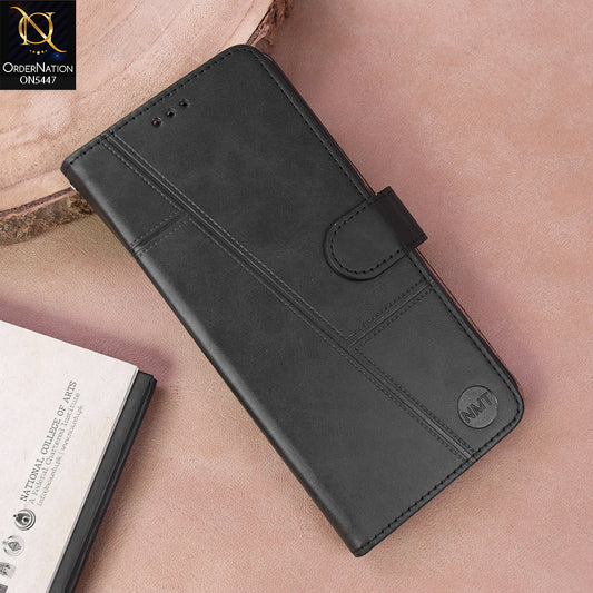Infinix Hot 60 Pro Plus Cover - Black - Premium Leather Megantic Flip Book Covers With Card Holding Option