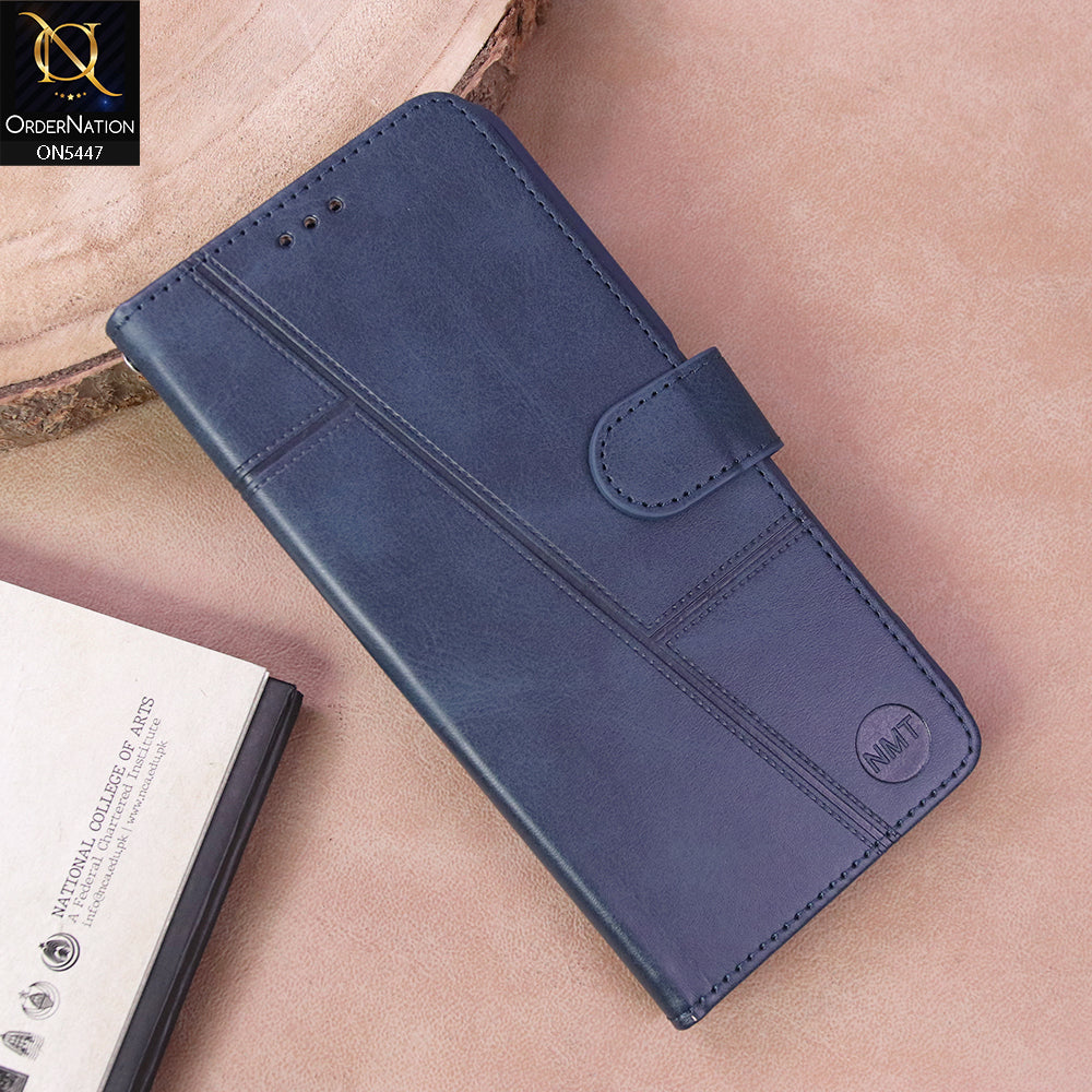 Oppo A12 Cover - Blue - Premium Leather Megantic Flip Book Covers With Card Holding Option