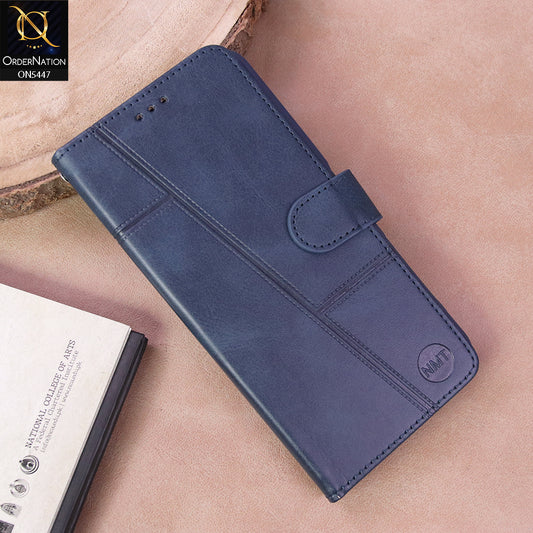 Oppo A12 Cover - Blue - Premium Leather Megantic Flip Book Covers With Card Holding Option