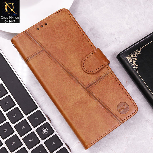 Infinix Smart 10 Cover - Light Brown - Premium Leather Megantic Flip Book Covers With Card Holding Option