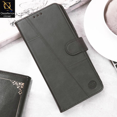 Vivo Y29 4G Cover - Black -  Premium Leather Megantic Flip Book Covers With Card Holding Option