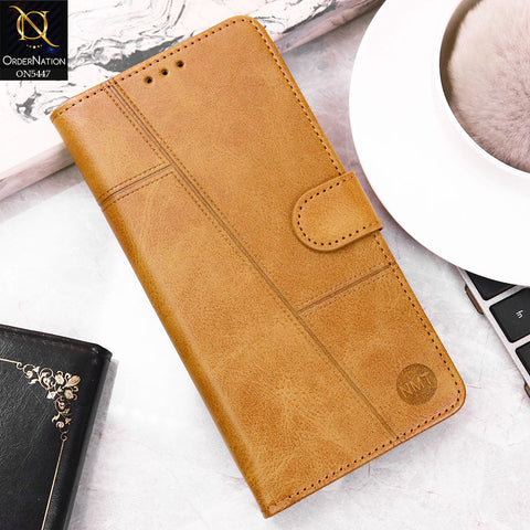 itel S23 Cover - Light Brown -  Premium Leather Megantic Flip Book Covers With Card Holding Option