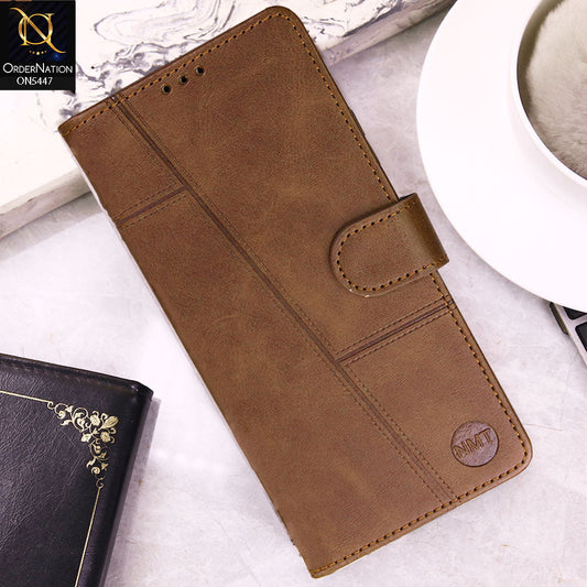itel S23 Cover - Dark Brown -  Premium Leather Megantic Flip Book Covers With Card Holding Option