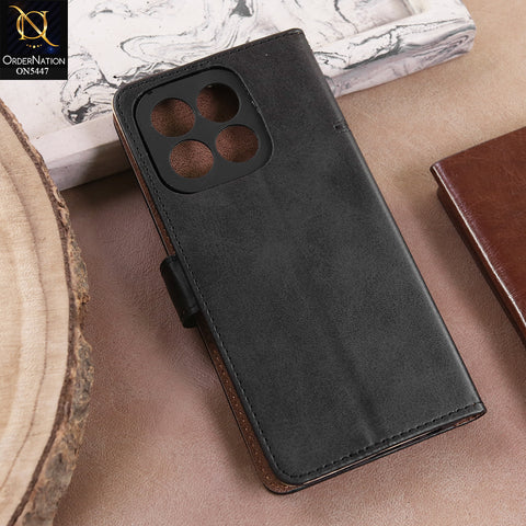 Honor X6c  - Black -  Premium Leather Megantic Flip Book Covers With Card Holding Option