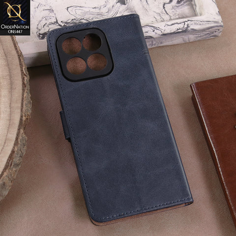 Honor X6c  - Blue -  Premium Leather Megantic Flip Book Covers With Card Holding Option