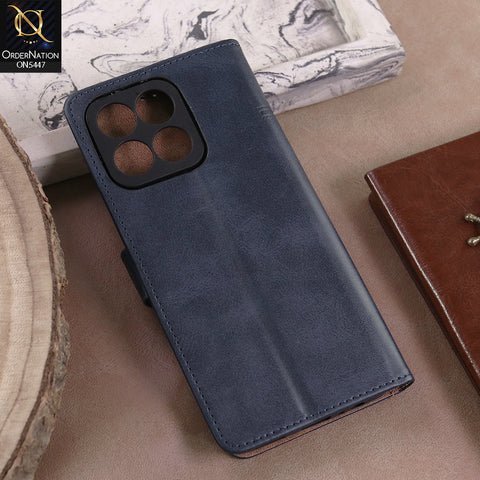 Honor X7c 4G  - Blue -  Premium Leather Megantic Flip Book Covers With Card Holding Option