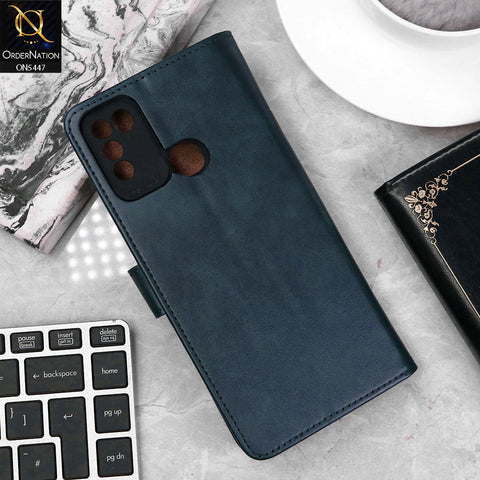 Infinix Hot 9 Play Cover - Blue - Premium Leather Megantic Flip Book Covers With Card Holding Option
