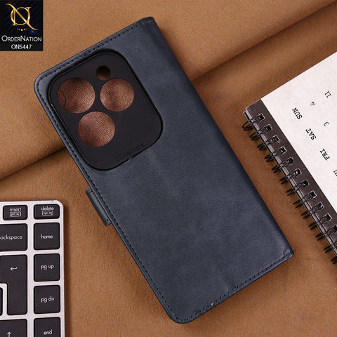 Infinix Hot 40 Pro Cover - Blue - Premium Leather Megantic Flip Book Covers With Card Holding Option