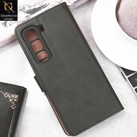 Infinix Hot 50 Cover - Black -  Premium Leather Megantic Flip Book Covers With Card Holding Option