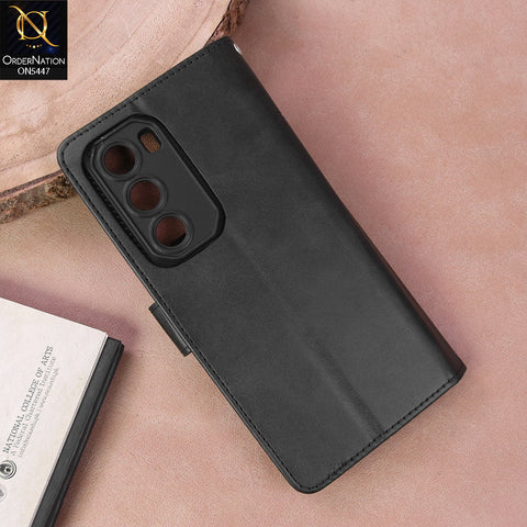 Infinix Hot 60 Pro Plus Cover - Black - Premium Leather Megantic Flip Book Covers With Card Holding Option