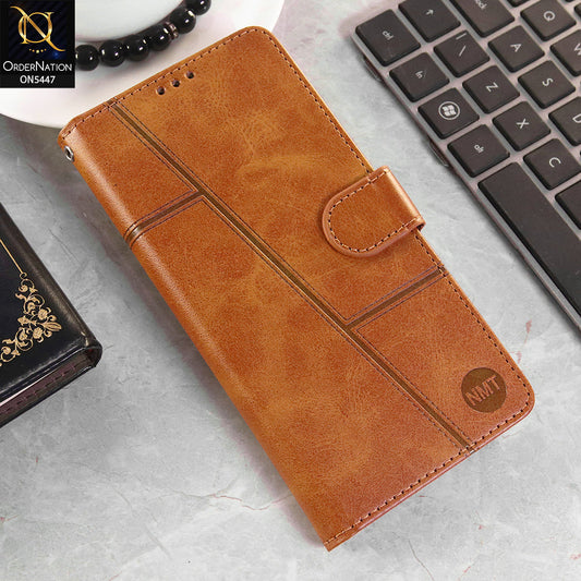 Infinix Hot 60 Pro Plus Cover - Light Brown - Premium Leather Megantic Flip Book Covers With Card Holding Option