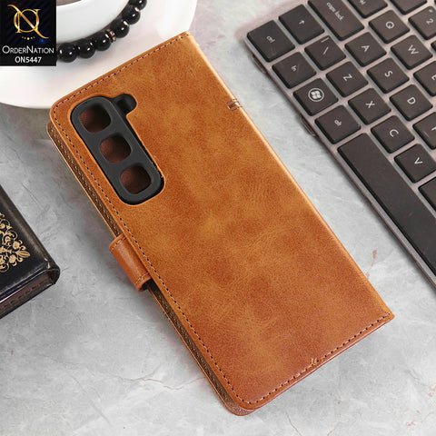 Infinix Hot 60 Pro Plus Cover - Light Brown - Premium Leather Megantic Flip Book Covers With Card Holding Option