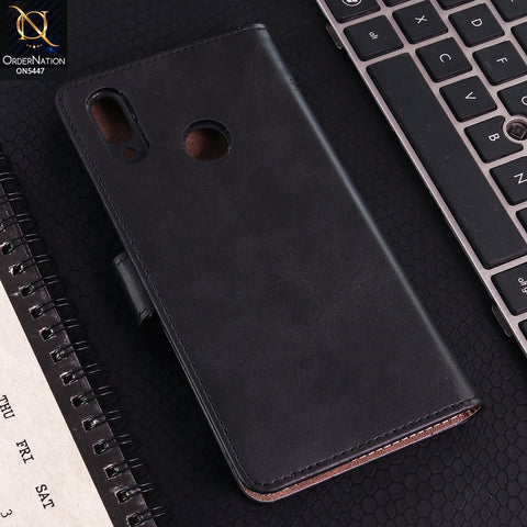 Huawei Y7 Prime 2019 / Y7 2019 / Y7 Pro 2019 Cover - Black - Premium Leather Megantic Flip Book Covers With Card Holding Option