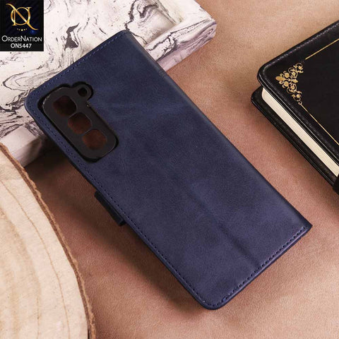 Infinix Hot 70 Cover  - Blue - Premium Leather Megantic Flip Book Covers With Card Holding Option