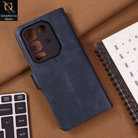Infinix Note 50 Pro 4G Cover - Blue - Premium Leather Megantic Flip Book Covers With Card Holding Option
