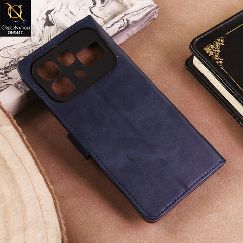 Infinix Note 60 Pro Cover  - Blue - Premium Leather Megantic Flip Book Covers With Card Holding Option