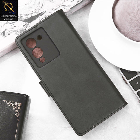 Infinix Note 12 G96 Cover - Black -  Premium Leather Megantic Flip Book Covers With Card Holding Option