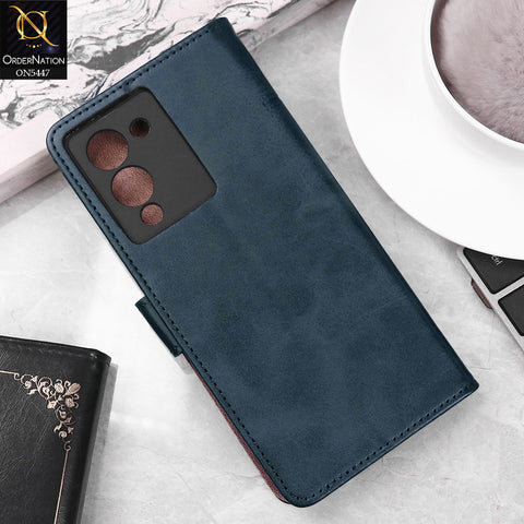 Infinix Note 12 G96 Cover - Blue -  Premium Leather Megantic Flip Book Covers With Card Holding Option