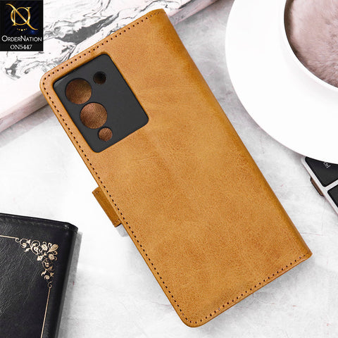 Infinix Note 12 G96 Cover - Light Brown -  Premium Leather Megantic Flip Book Covers With Card Holding Option