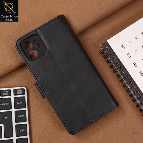 iPhone 11 Cover - Black - Premium Leather Megantic Flip Book Covers With Card Holding Option