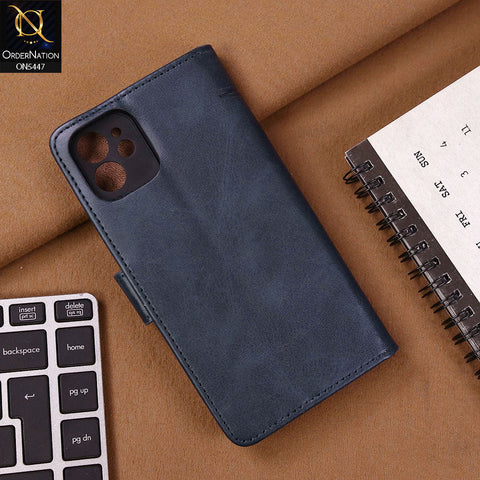 iPhone 11 Cover - Blue - Premium Leather Megantic Flip Book Covers With Card Holding Option