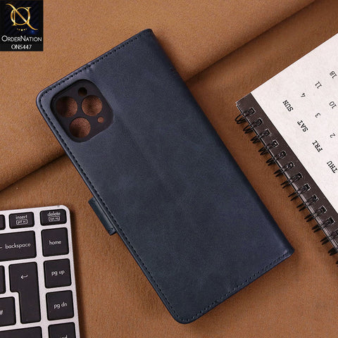 iPhone 11 Pro Max Cover - Blue - Premium Leather Megantic Flip Book Covers With Card Holding Option
