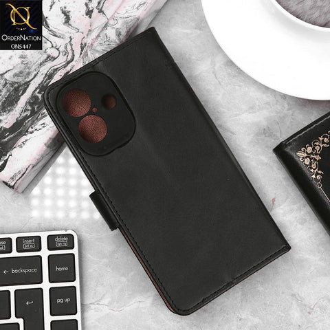 iPhone 16 Cover - Black - Premium Leather Megantic Flip Book Covers With Card Holding Option