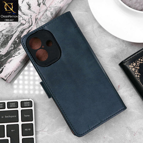 iPhone 16 Cover - Blue - Premium Leather Megantic Flip Book Covers With Card Holding Option