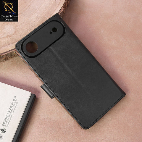 iPhone 17 Air  Cover - Black - Premium Leather Megantic Flip Book Covers With Card Holding Option