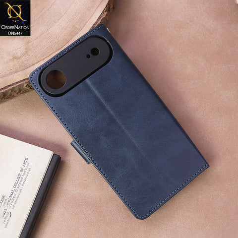 iPhone 17 Air  Cover - Blue - Premium Leather Megantic Flip Book Covers With Card Holding Option