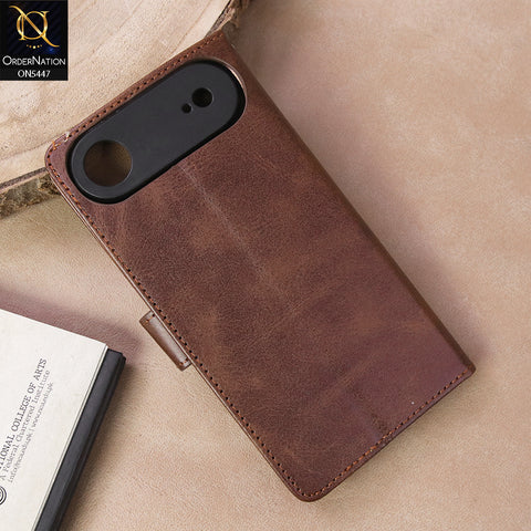 iPhone 17 Air  Cover - Dark Brown - Premium Leather Megantic Flip Book Covers With Card Holding Option