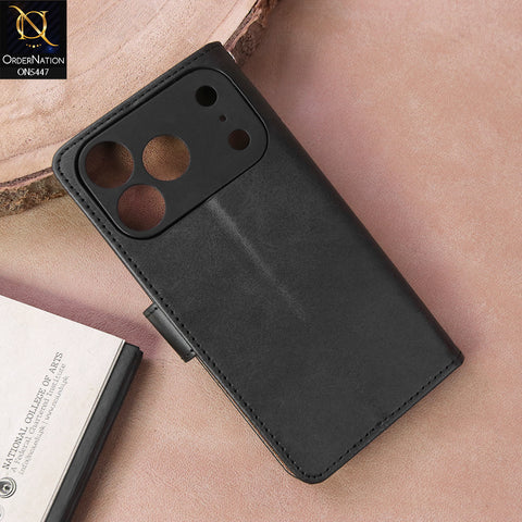 iPhone 17 Pro  Cover - Black - Premium Leather Megantic Flip Book Covers With Card Holding Option