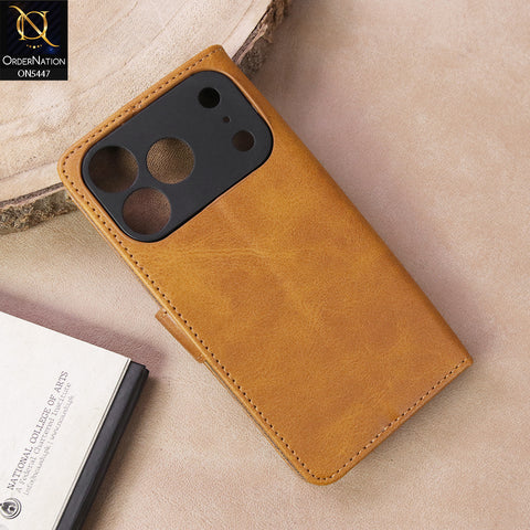 iPhone 17 Pro  Cover - Light Brown - Premium Leather Megantic Flip Book Covers With Card Holding Option