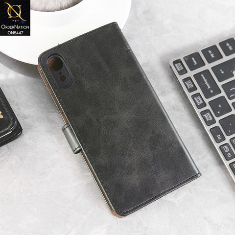 iPhone XR Cover - Black -  Premium Leather Megantic Flip Book Covers With Card Holding Option